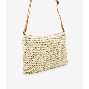 Bolso bandolera de rafia beige