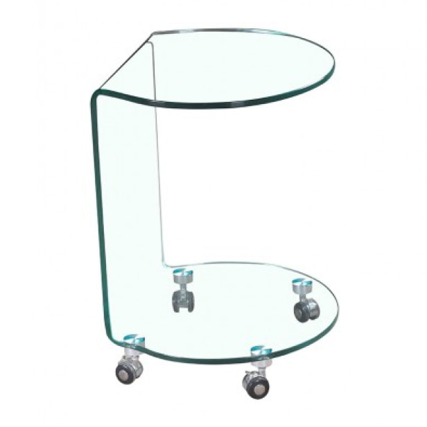 Bout de canapé rond en verre trempé - BENT