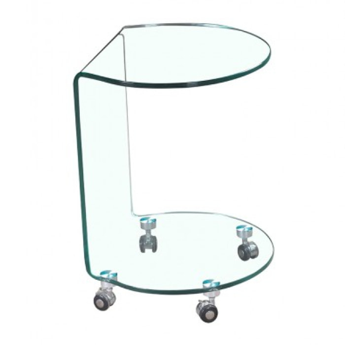 Bout de canapé rond en verre trempé - BENT