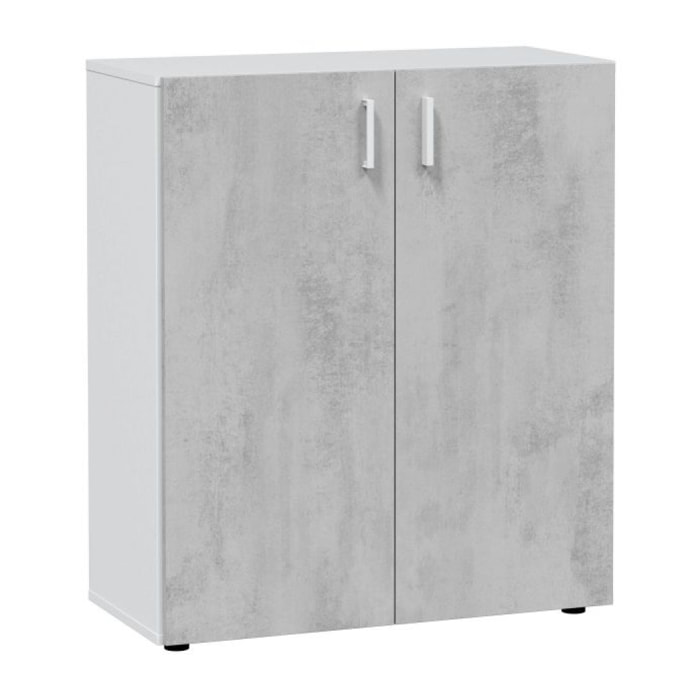 Armario Multiusos 2 puertas bajo Blanco - Cemento