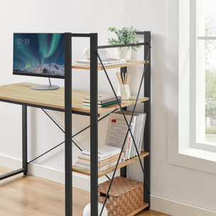 Scrivania per Computer con 3 Ripiani Rovere Sonoma e Nero