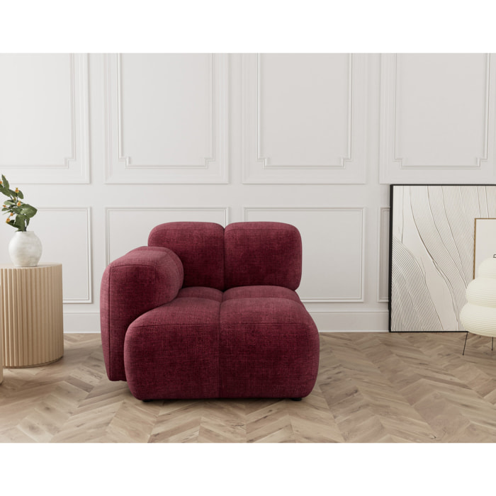Grace - module d'assise gauche en velours texturé - Prune