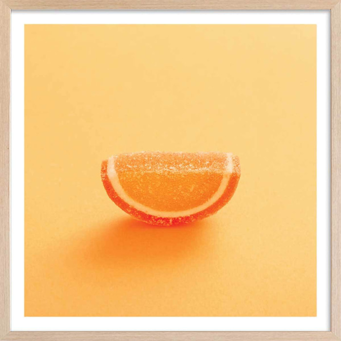 Affiche cuisine bonbon à l'orange Affiche + cadre en bois - Chêne