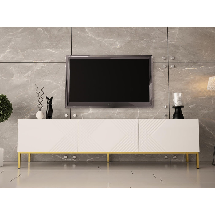 Celeste - meuble TV - 190 cm - style contemporain - Blanc / Doré