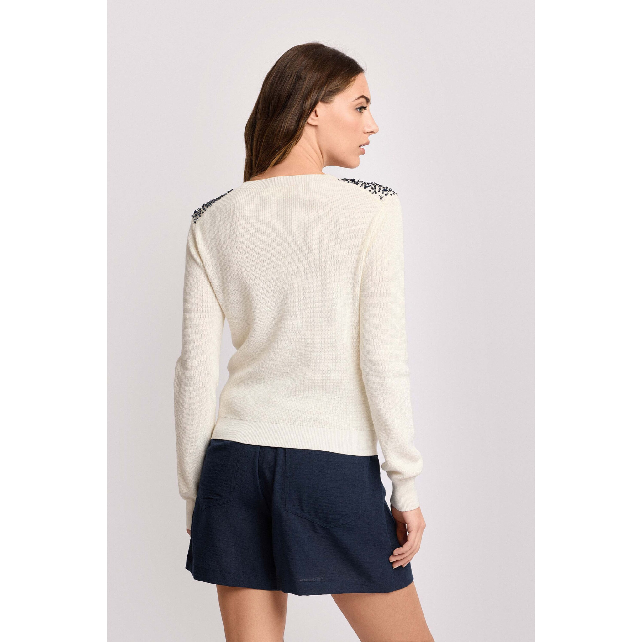 Kocca - Maglia gioiello a maniche lunghe Donna, Tinta unita, Girocollo