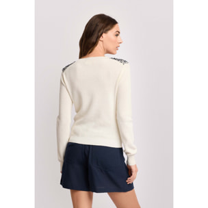 Kocca - Maglia gioiello a maniche lunghe Donna, Tinta unita, Girocollo