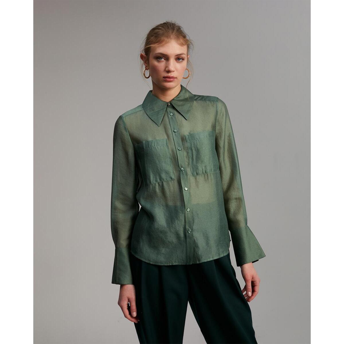 Camicia effetto organza semitrasparente