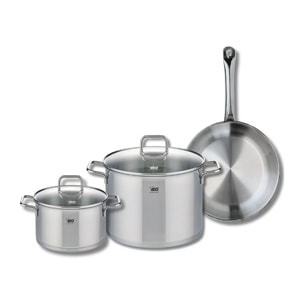 Ensemble de 1 Poêle de cuisson 28 cm et 2 faitouts 20 et 26 cm Elo Profi Citrin