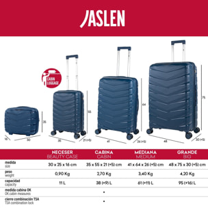Juego De Maletas Rígidas Pp Jaslen Varese Azul Vaquero