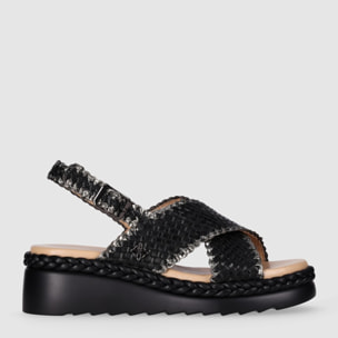 Sandalias de Piel - Negro - Tacón: 5 cm