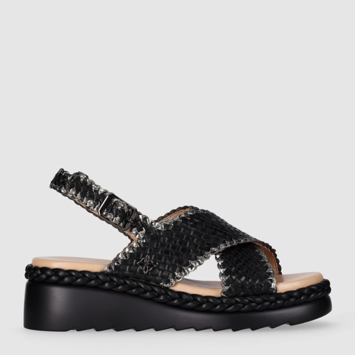 Sandalias de Piel - Negro - Tacón: 5 cm