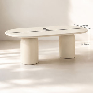 Table ovale 220cm effet béton crème  MINERA