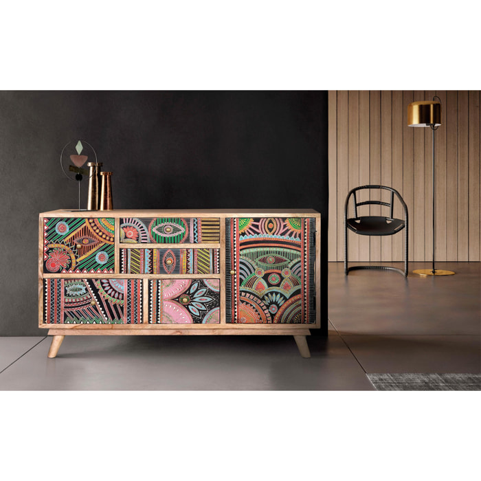 Cómoda de Madera de Mango 100 Cm Estilo Boho Ethnic
