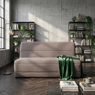 Banquette convertible Melissa, matelas Simmons, 140 x 190 cm, taupe