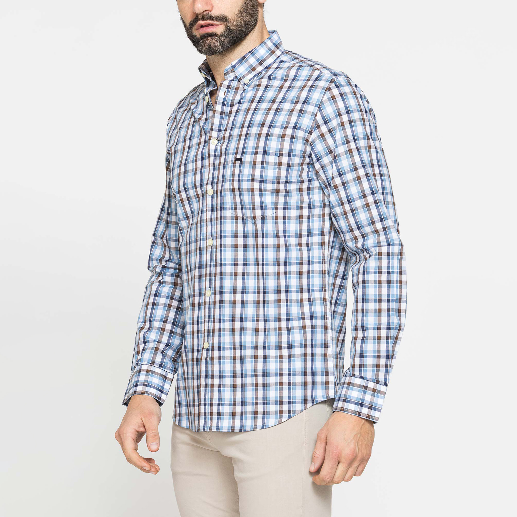 CAMICIA BUTTON-DOWN CON MANICA LUNGA E TASCHINO