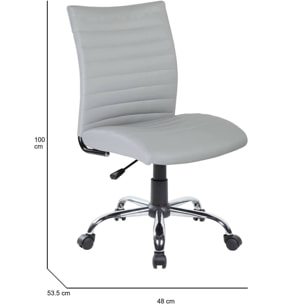 Sedia da ufficio Newcastle, Poltrona operativa, Seduta ergonomica da ufficio, 54x48h90/100 cm, Grigio