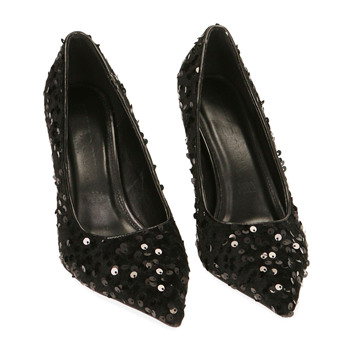 Décolleté nere con paillettes, tacco 9,5 cm