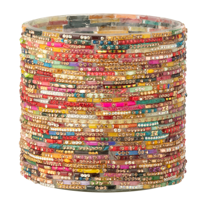 J-Line bougeoir Perles - verre - rose/or - medium