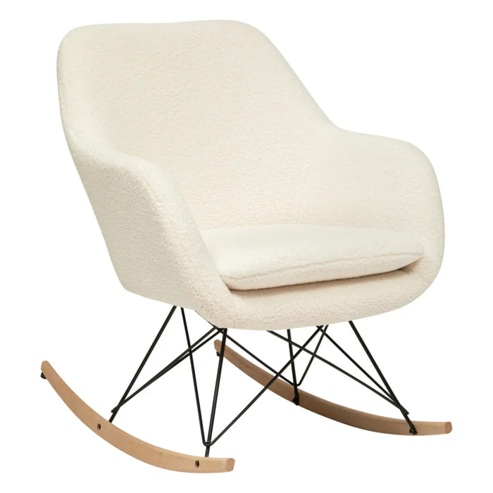 Rocking-chair "Olmeto" en bouclette H83cm blanc