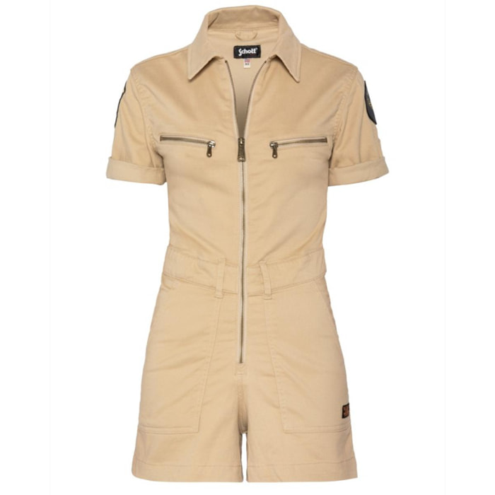 TRSWIFTW SHORT JUMPSUIT WITH MILITARY BADGES IN TENCEL 63% COTTON 18% TENCEL 15% POLYESTER 4% ELASTANE Beige