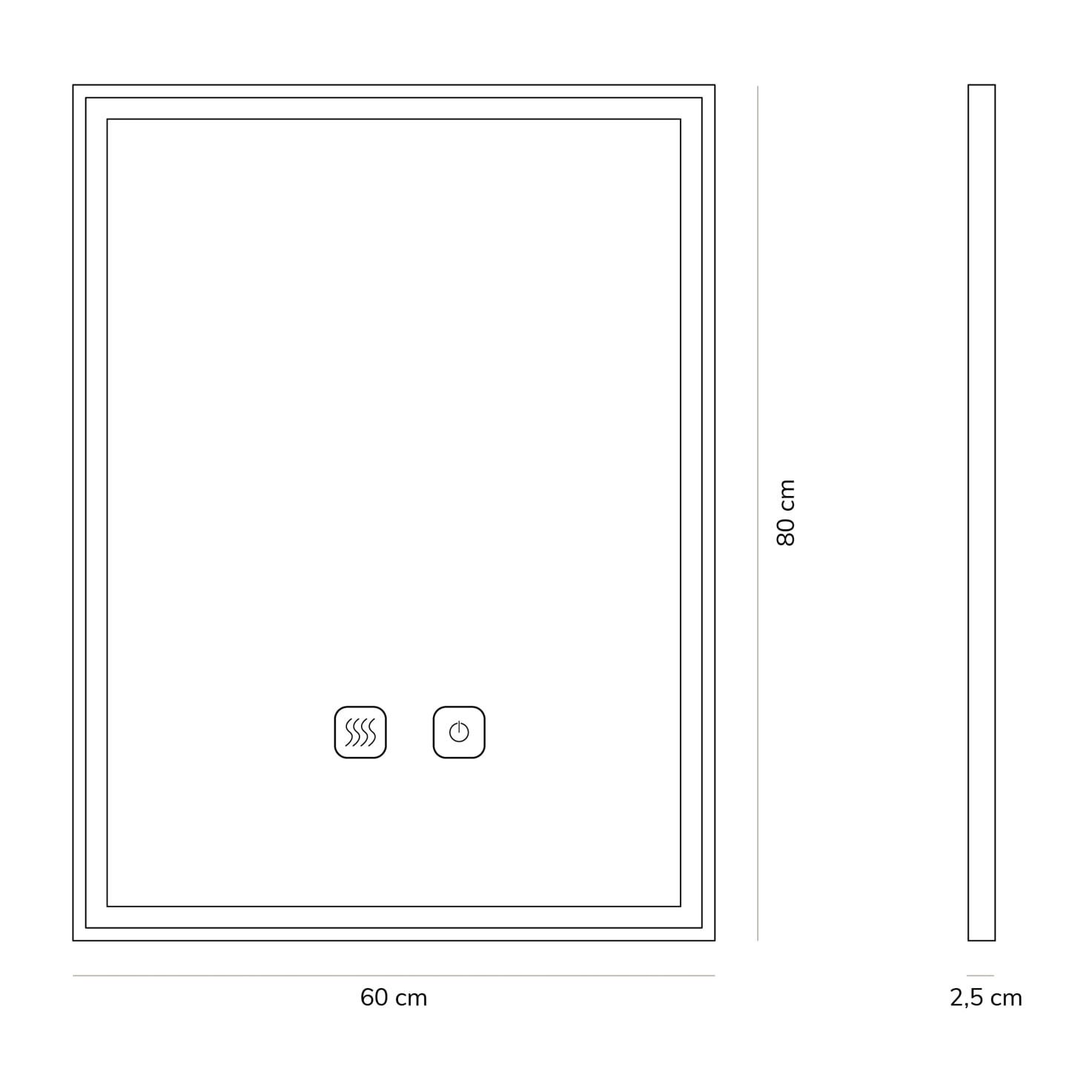 Miroir de salle de bain LED tactile Alday, 60 cm