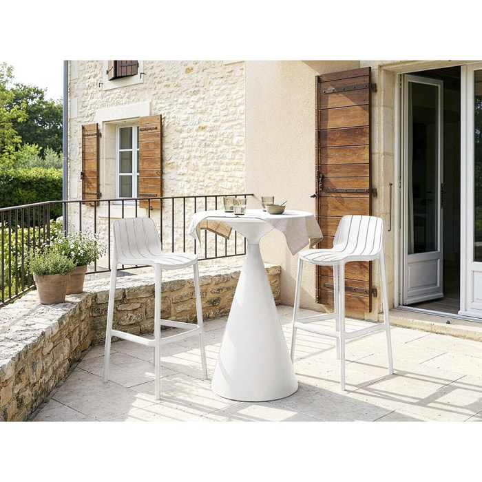 Table et chaises hautes de bistrot empilables "Vaena" - 2 places - Blanc