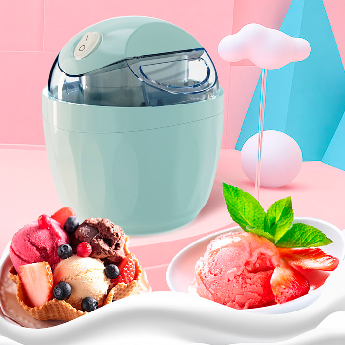 Mini heladera automática de 500ml, 9.5W, operación con un botón y entrada doble para líquidos.
