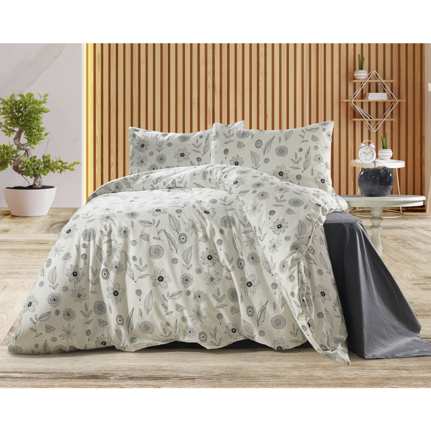 Parure housse de couette et taie(s) d'oreiller coton imprimé