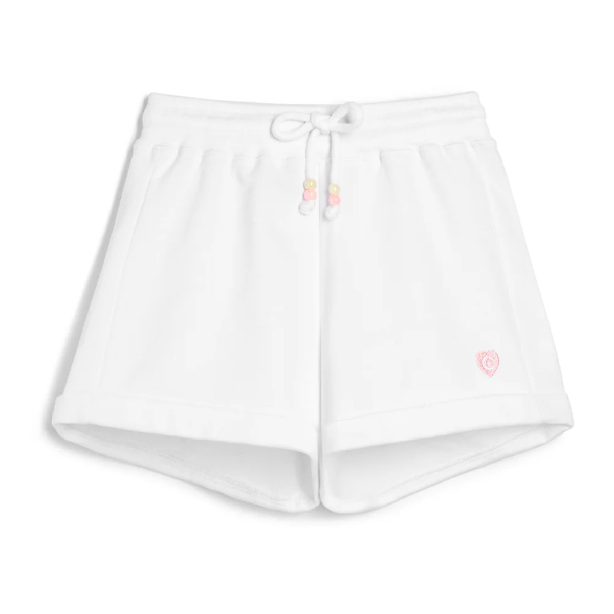 Pantalones Cortos de Niña con Logo Lateral en Blanco