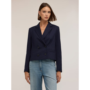Motivi - Chaqueta corta cruzada en cady - Azul