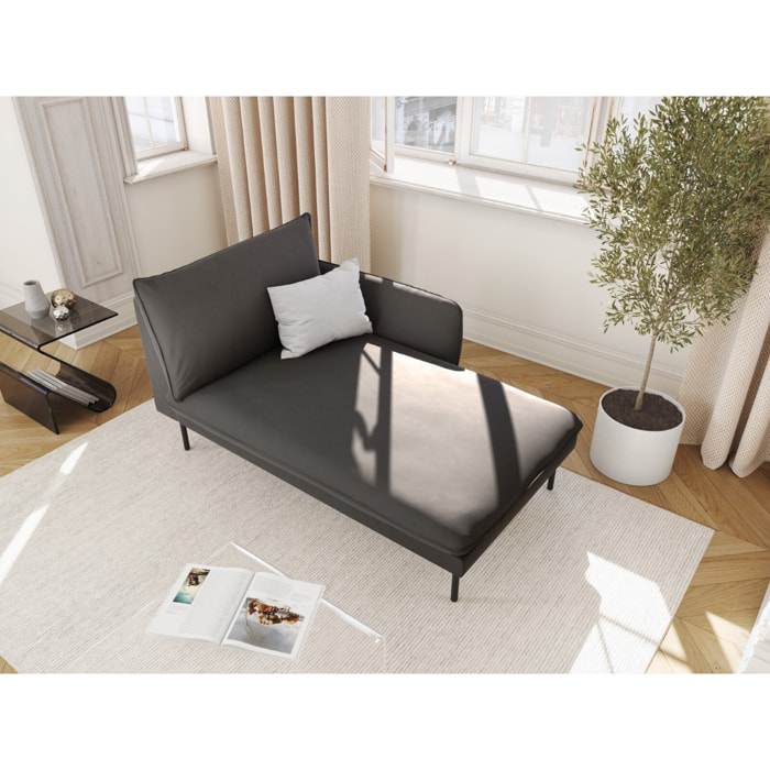 Méridienne droite "Vienna" en velours gris foncé