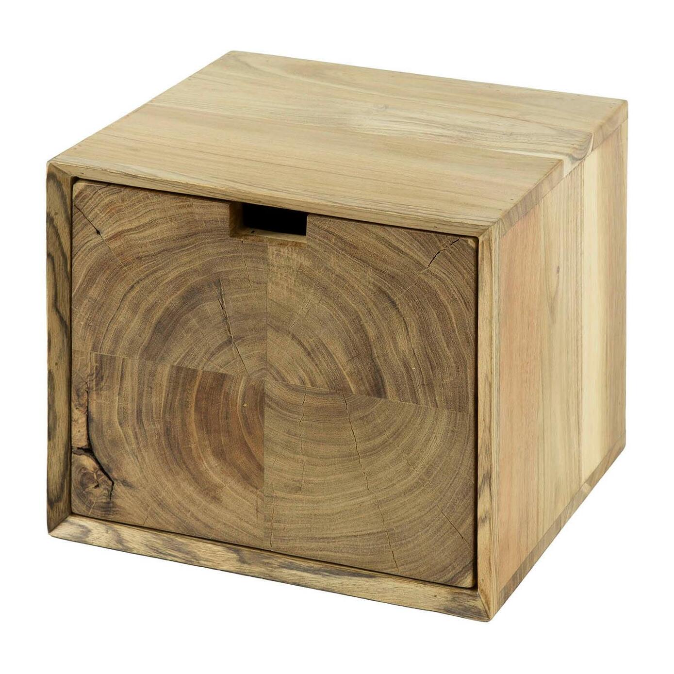Table de chevet bois – 1 tiroir, forme cube MELBOURNE