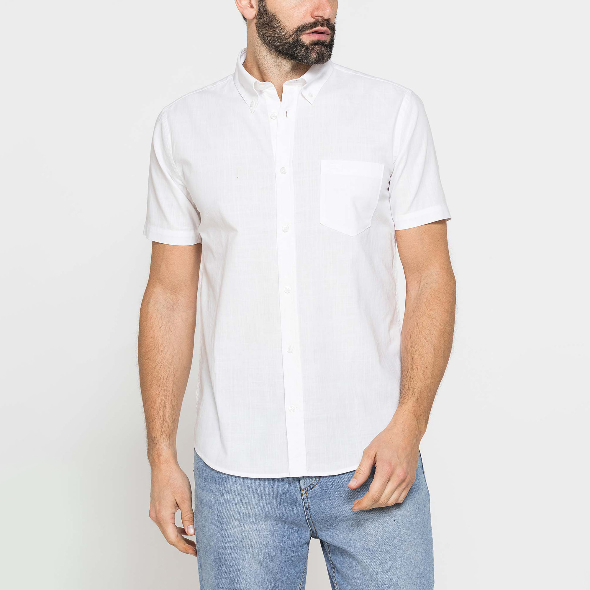 CAMICIA IN COTONE FIAMMATO EFFETTO LINO
