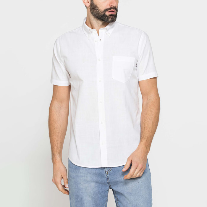 CAMICIA IN COTONE FIAMMATO EFFETTO LINO