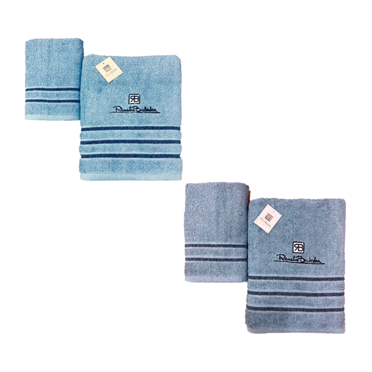 Renato Balestra 2 Set di 2 Asciugamani da bagno (1 viso e 1 bidet) Ass (Azzurro-Blu)