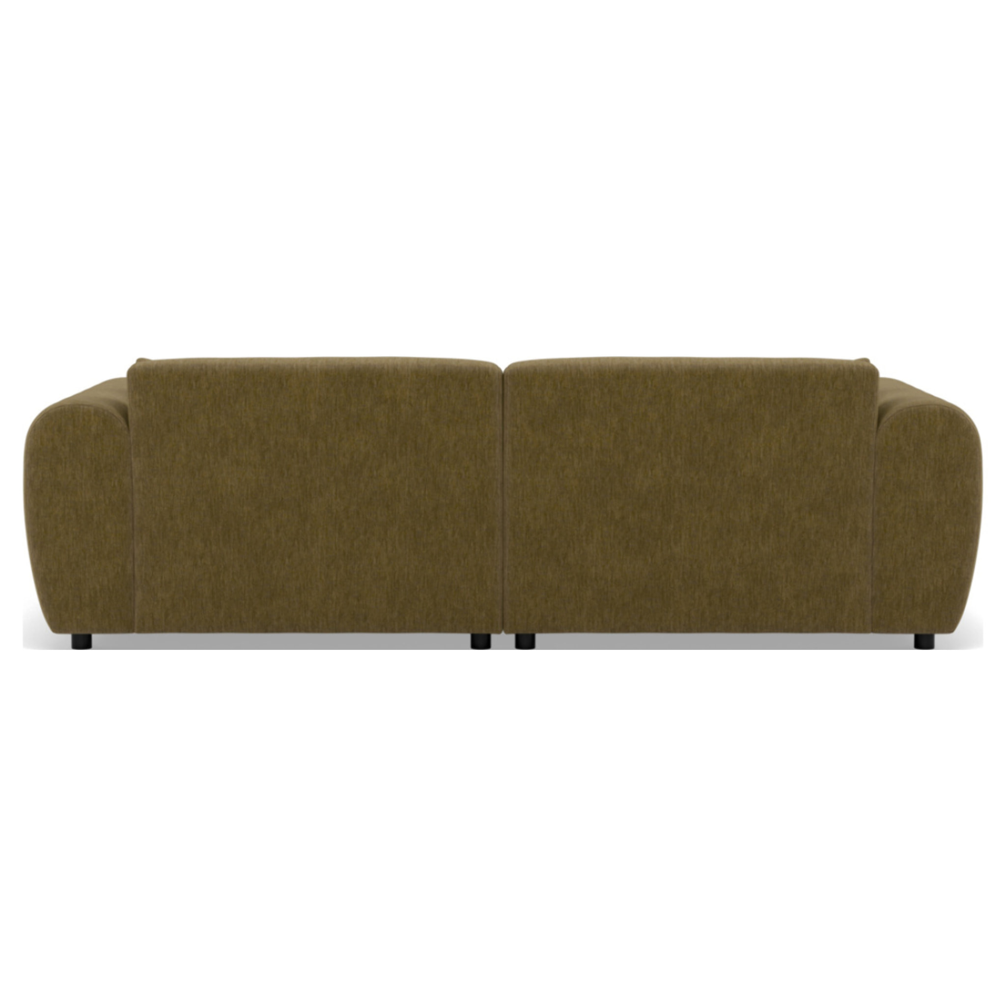 Aumance - canapé droit 4 places avec double méridienne assise profonde en velours texturé - Vert