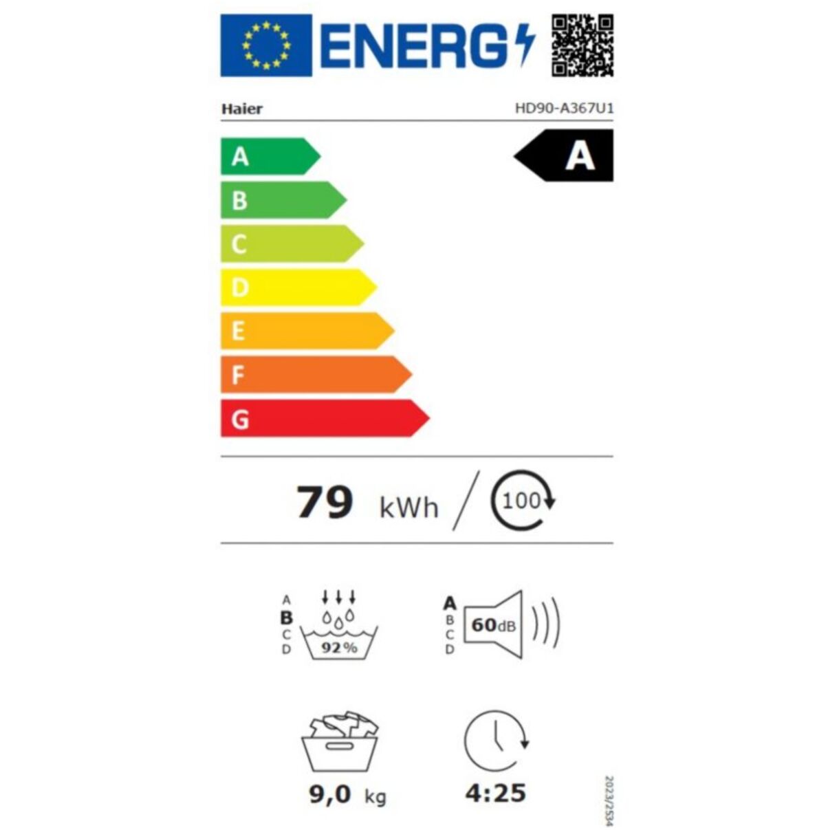 Sèche linge pompe à chaleur HAIER HD90-A367U1-FR