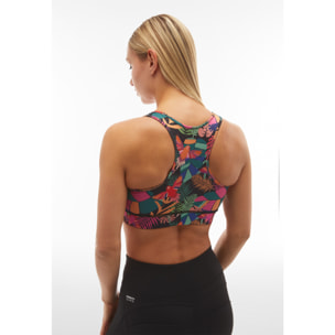 Reggiseno sportivo a sostegno medio stampa tropicale