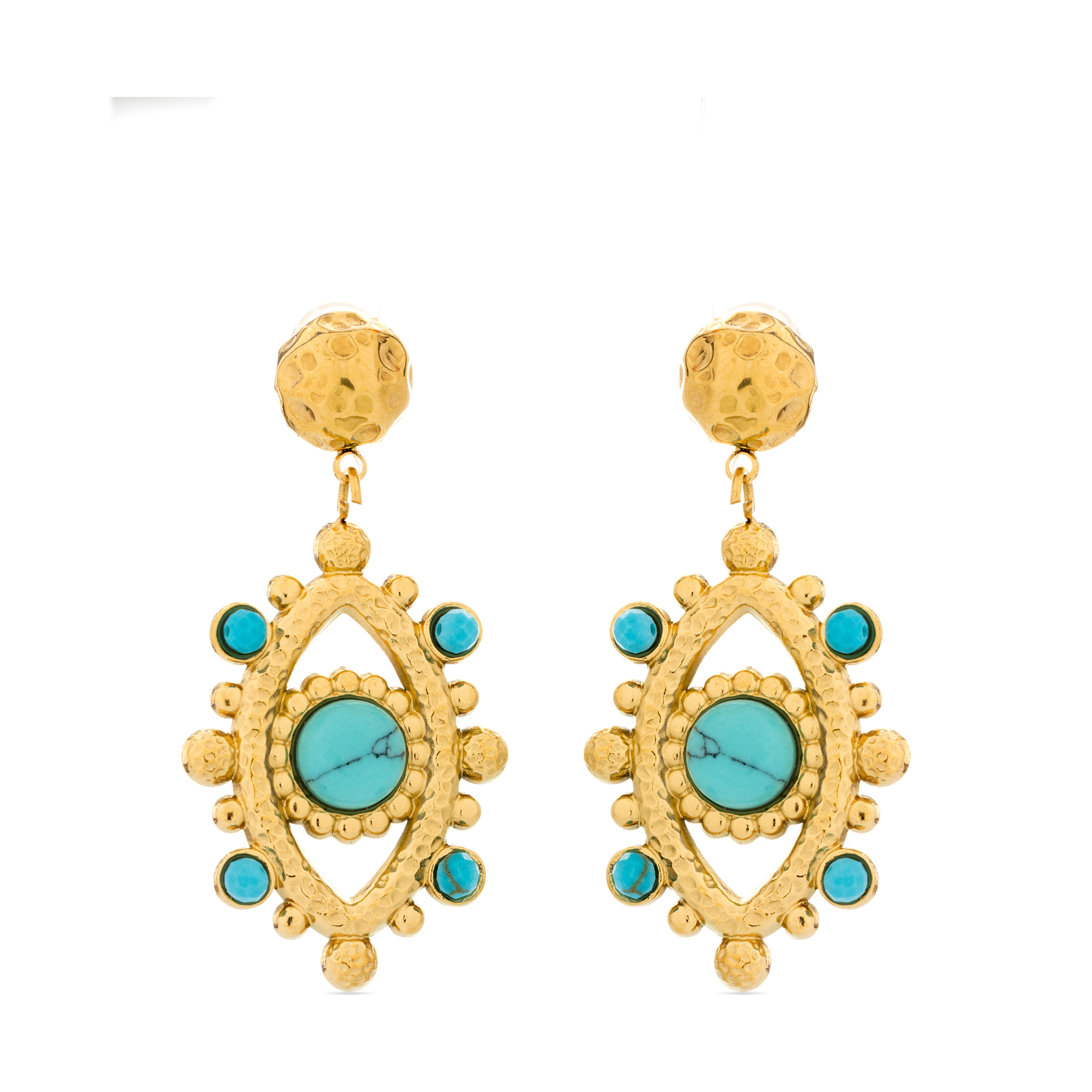 Pendientes de Turquesa acabados en oro amarillo de 18k