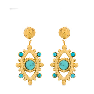 Pendientes de Turquesa acabados en oro amarillo de 18k