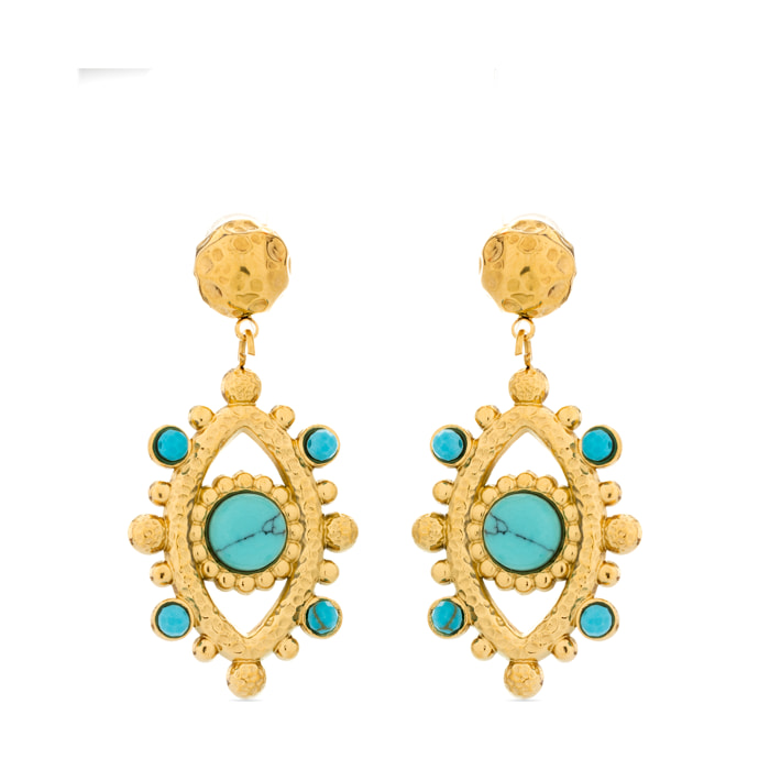Pendientes de Turquesa acabados en oro amarillo de 18k