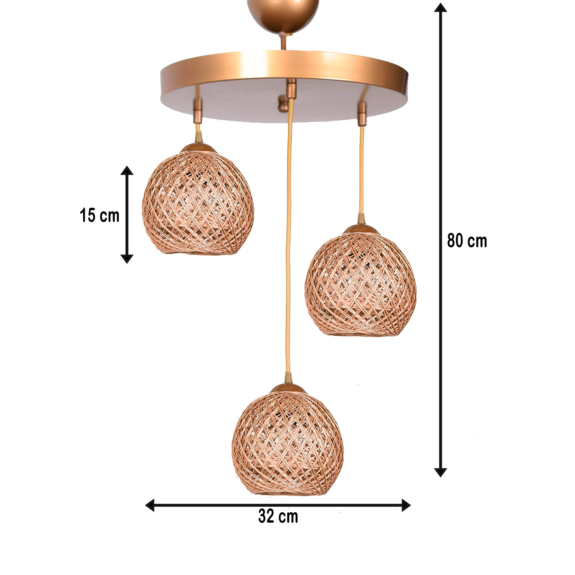 Lámpara de techo 80 cm. plata, tipo 3 x E 27 Max 45 - 60 W