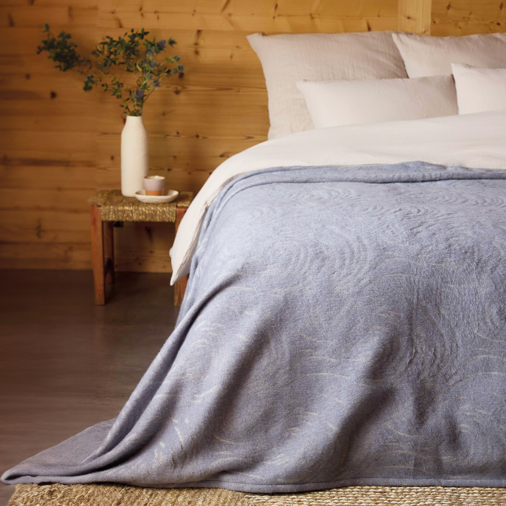 Couverture laine Mérinos très douce - Gris