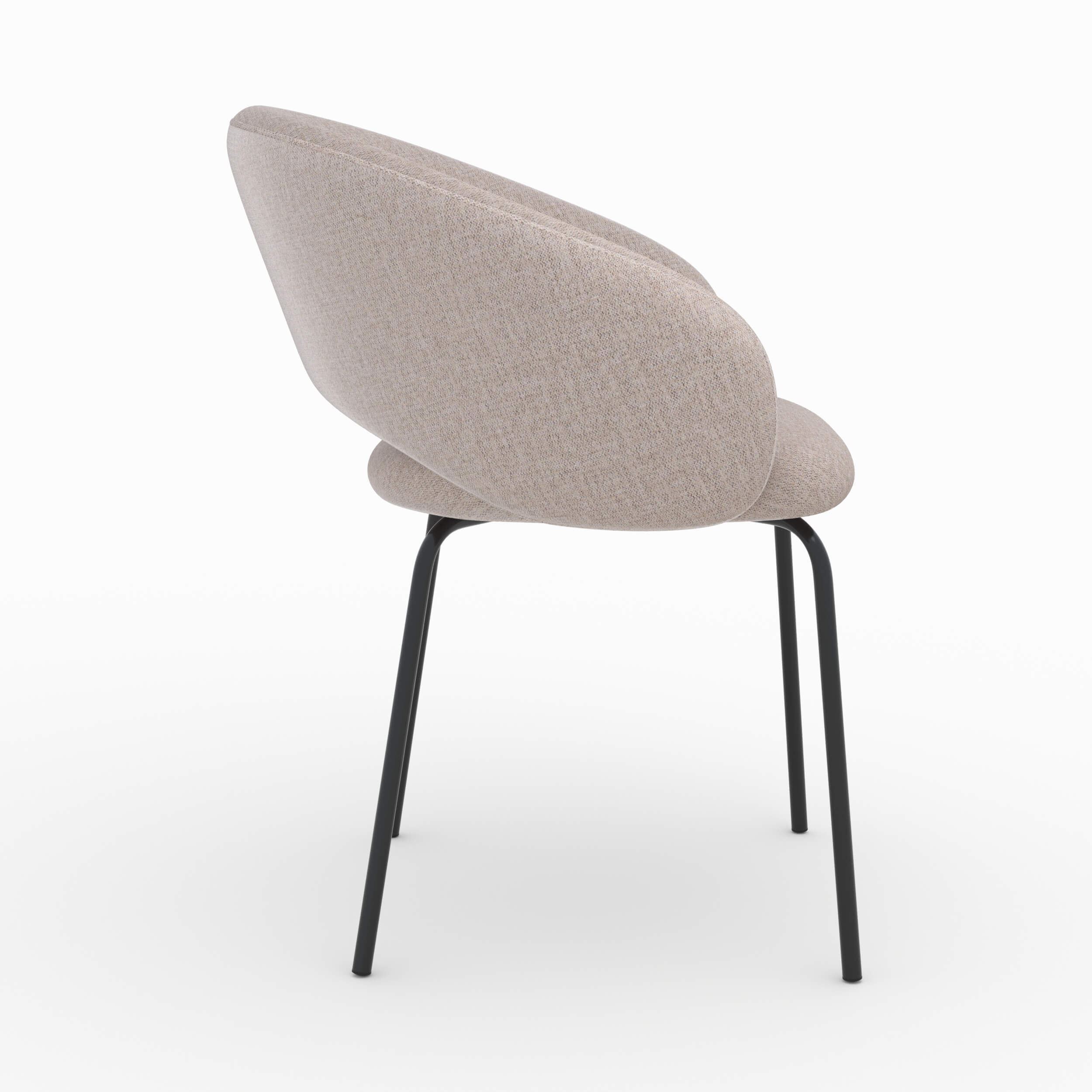 Chaise en tissu beige chiné et pieds noirs - Milly