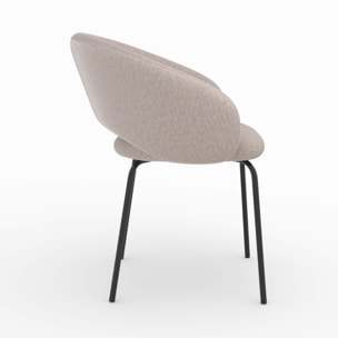 Chaise en tissu beige chiné et pieds noirs - Milly