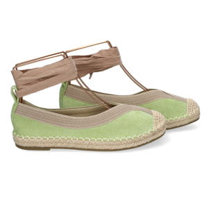 Bailarina de Mujer con Yute, Diseño Moderno con Puntera Bordada y Cintas