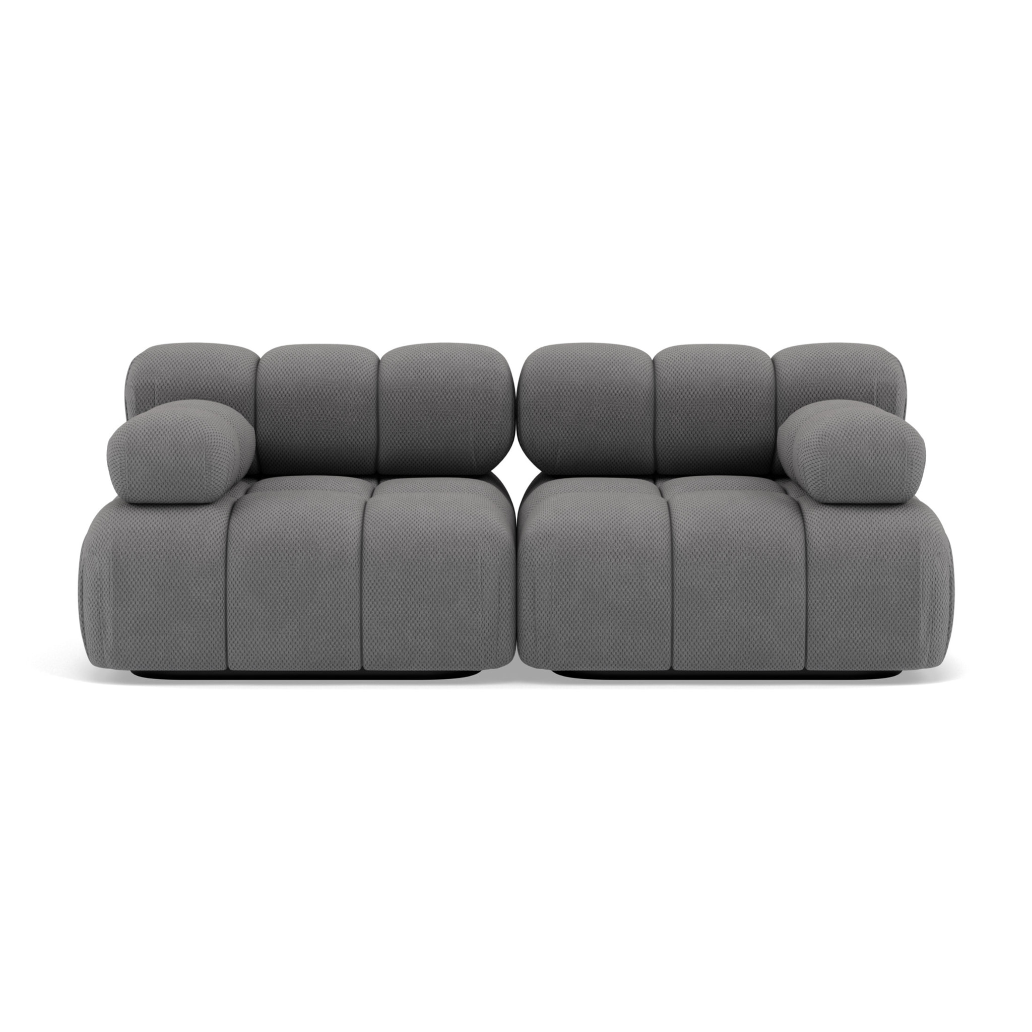 Ruby - canapé droit modulable 2 places en velours texturé - Gris