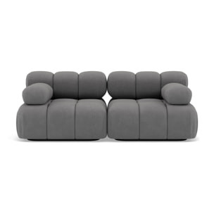 Ruby - canapé droit modulable 2 places en velours texturé - Gris