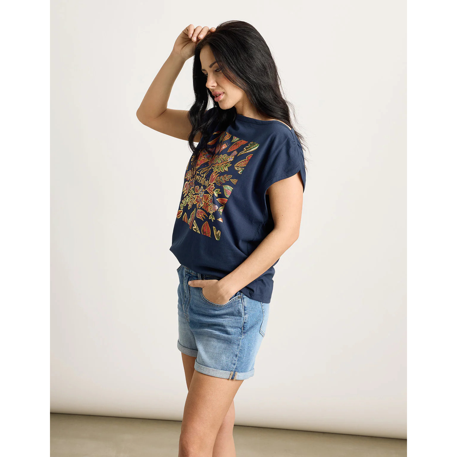 Camiseta Manga Corta Azul Marino - Oreana