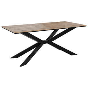 Casey - table à manger - plateau effet bois - pieds en métal - 4 à 8 personnes - Bois / Noir